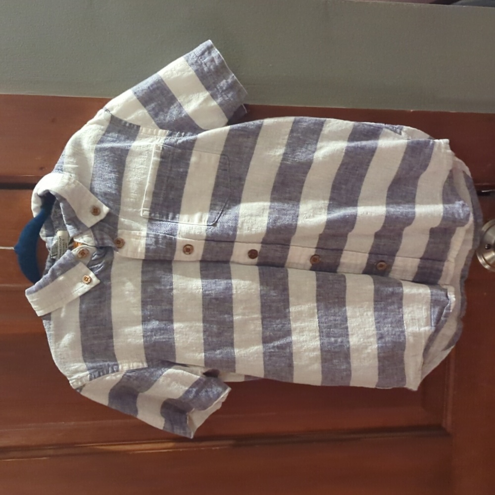 Linen Cotton Blend Striped Shirt 4 5